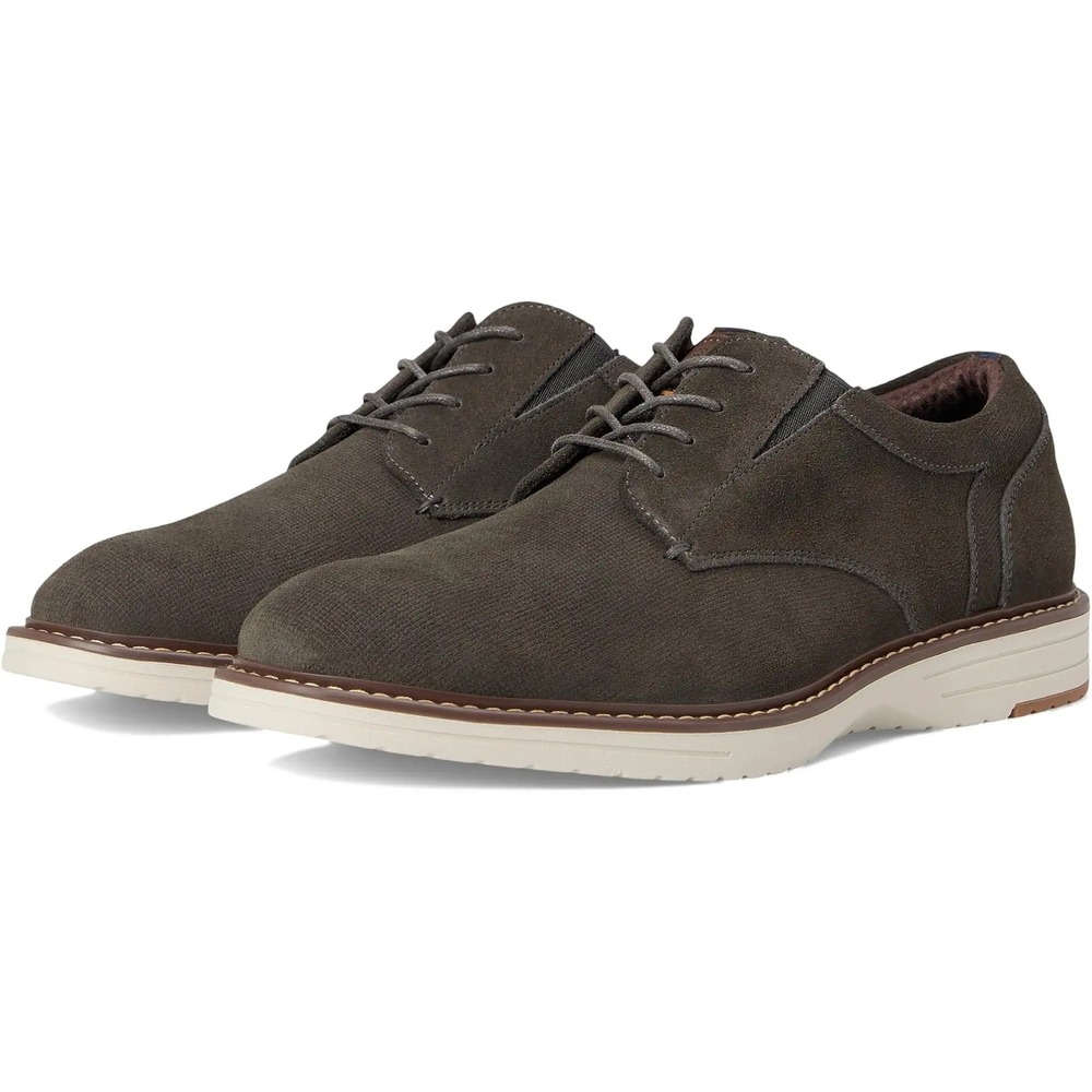 Nunn Bush Griff Plain Toe Oxford Mens 12 W Grey Suede Lace Up Shoes
